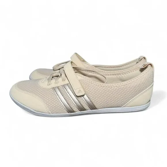 Adidas Women’s Diona 2.0 Beige Mesh Casual Sneakers Size 9 Tan 3-Stripe Shoes - Picture 3 of 7